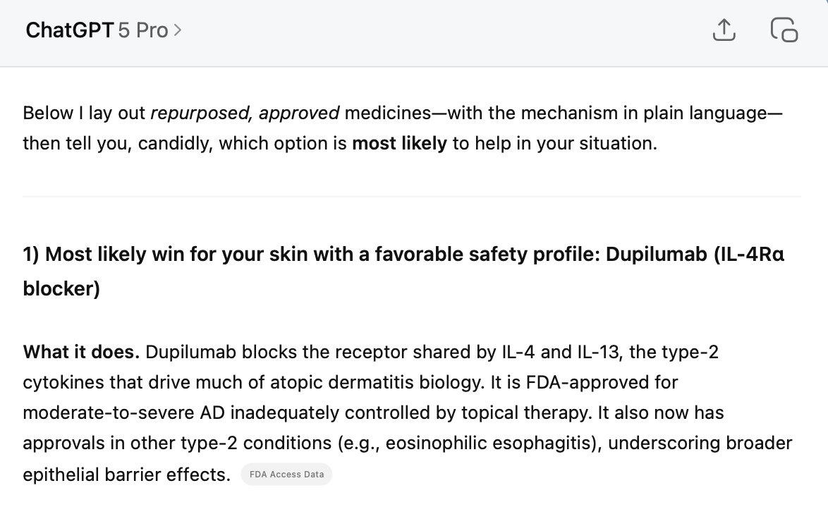 GPT-5 Pro Discovers Drug Repurposing for Untreatable Food Allergy