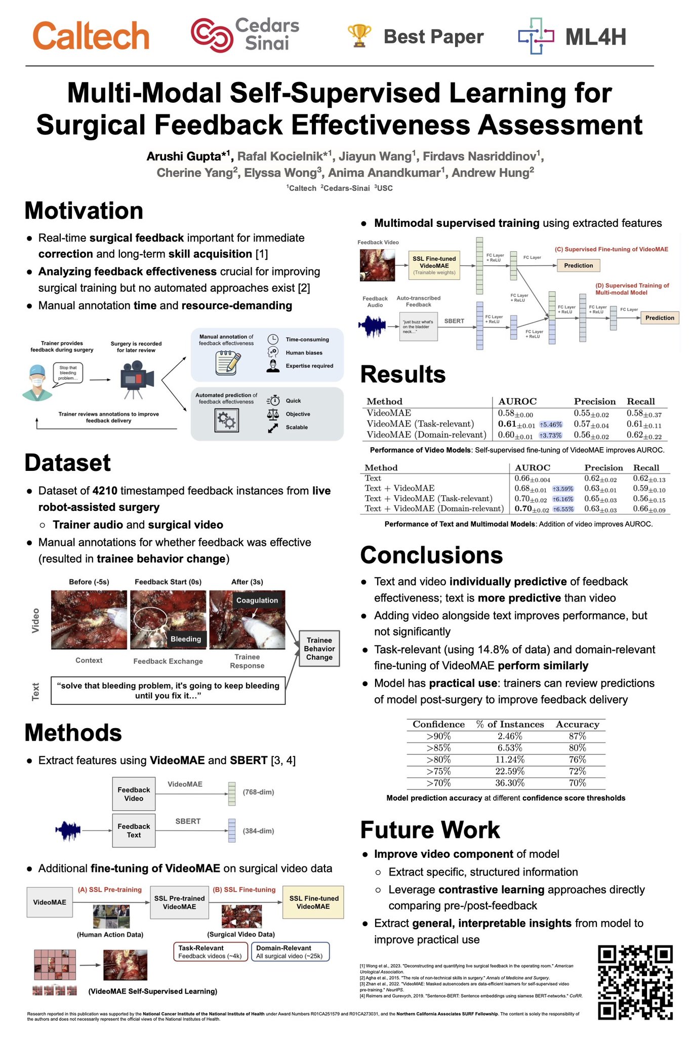 Multi-Modal Self-Supervised Learning Wins Best Paper Award at ML4H