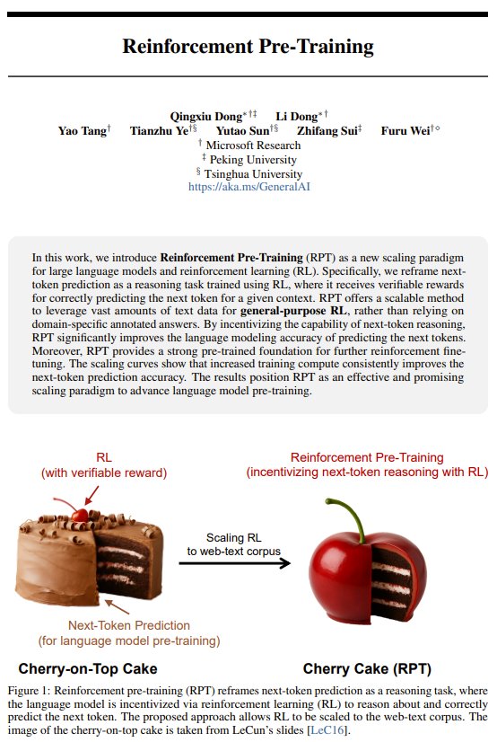 Reinforcement Pre-Training: Novel Approach to Model Training