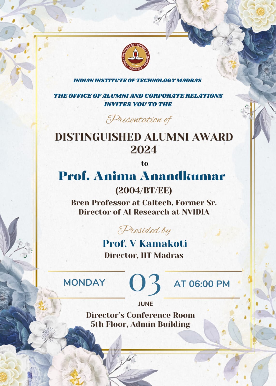 Distinguished Alumni Award at IIT Madras After Twenty Years