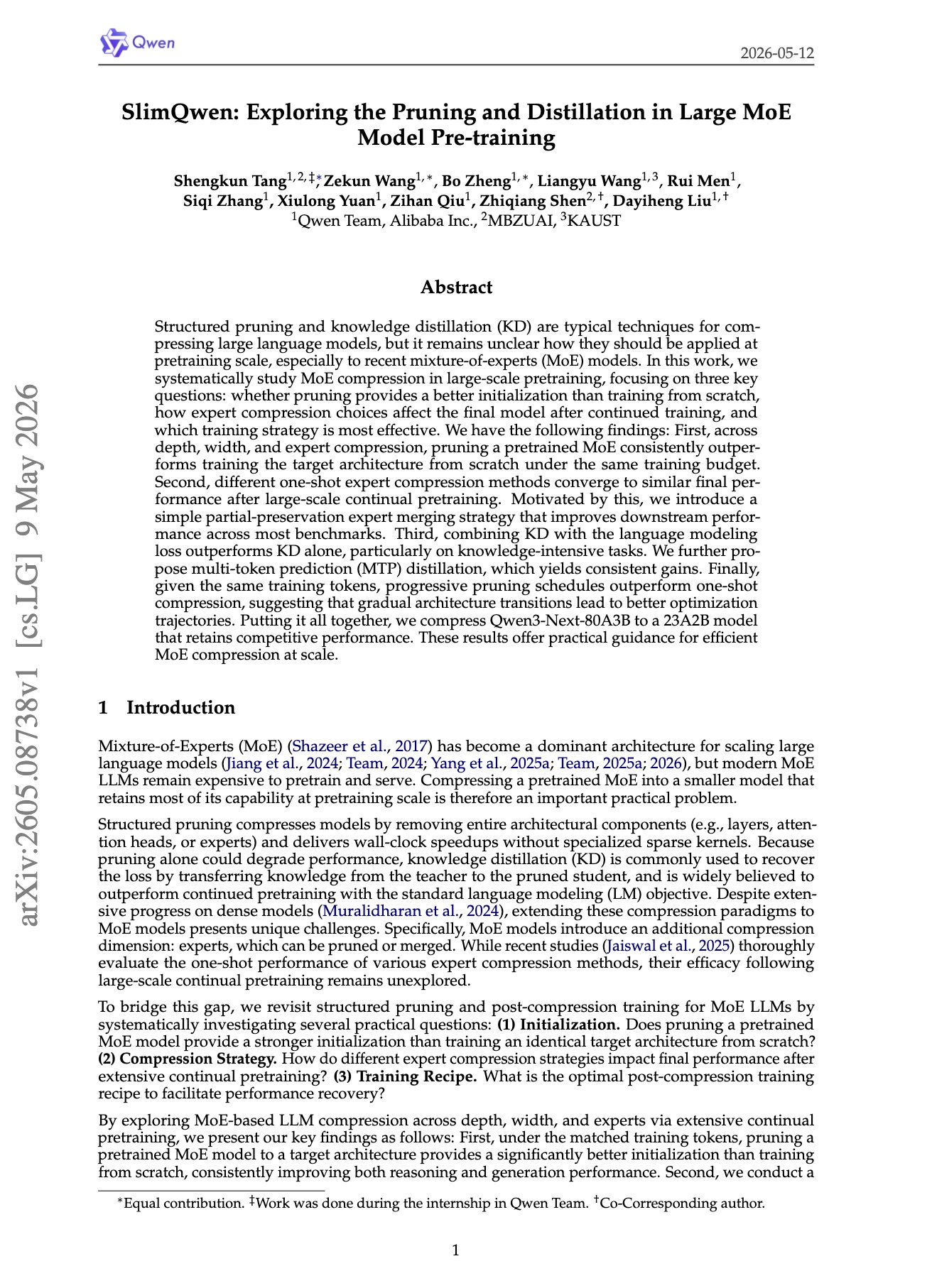 SlimQwen: Technical Research on Pruning and Distillation for MoE Models