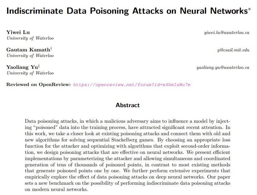 Neural Networks Poisoning Attacks Research Paper Accepted