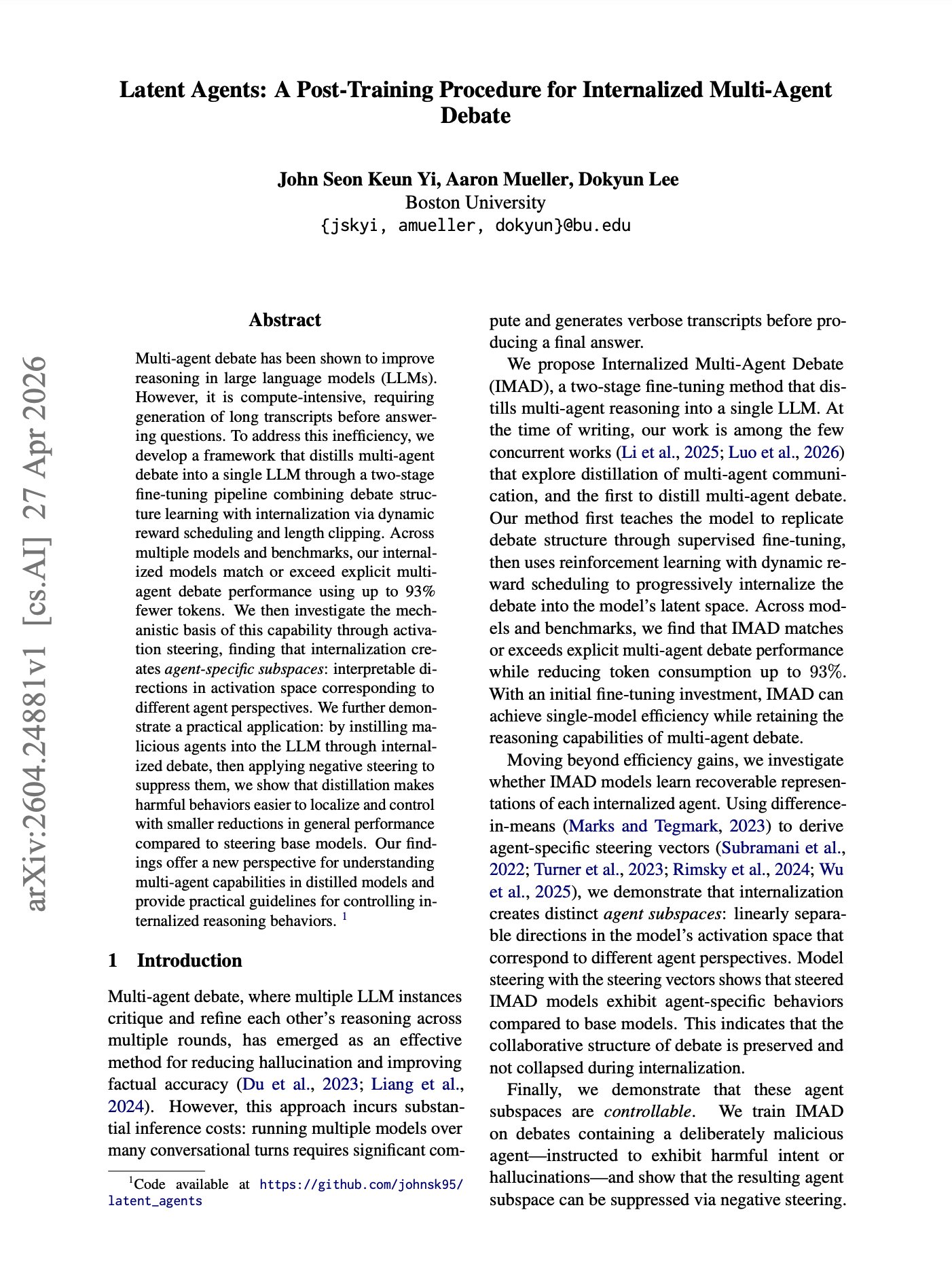 Latent Agents: Distilling Multi-Agent Debate Into Single LLM