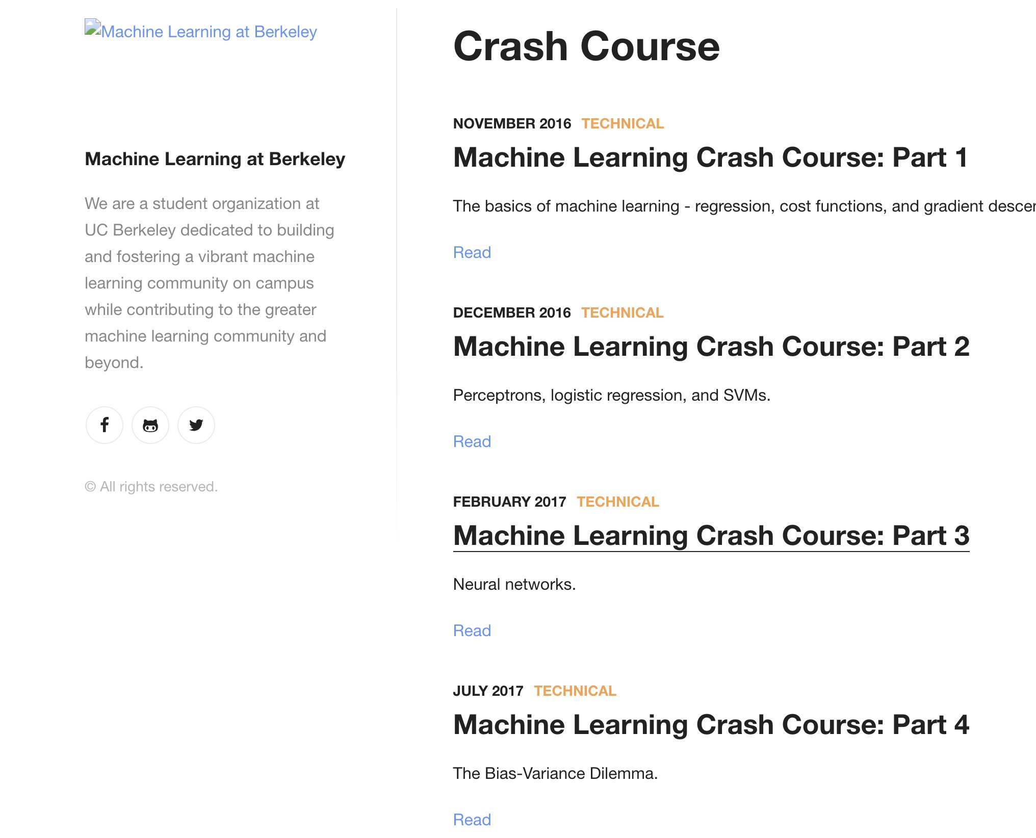 Free Machine Learning Crash Course from Berkeley ML