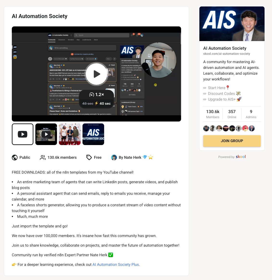 Free n8n automation templates and scripts from Nate’s AI group