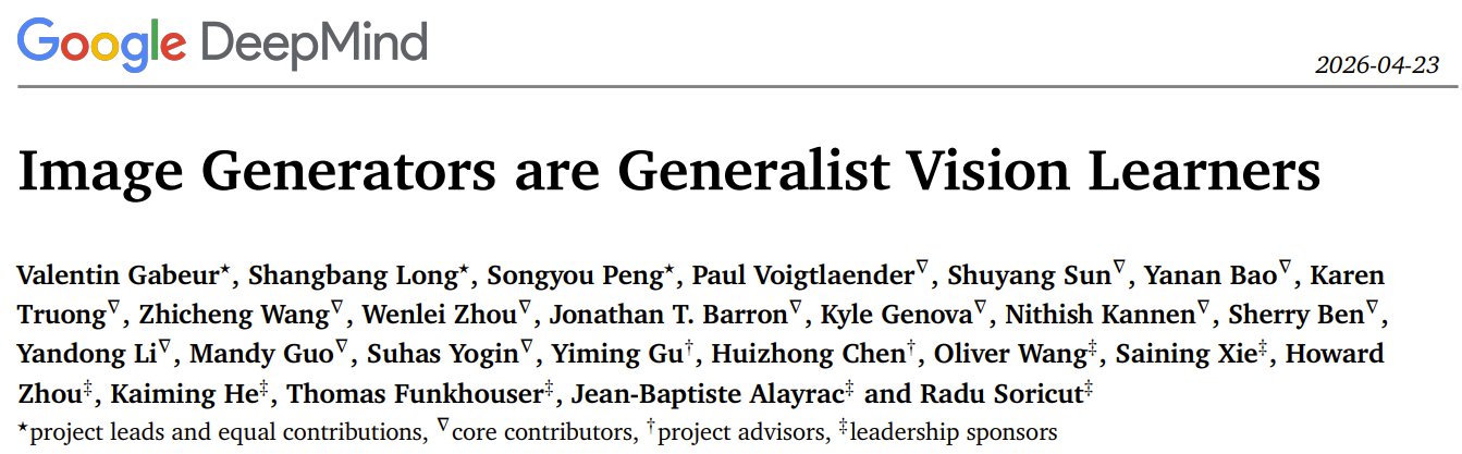 Image Generators Emerge as Generalist Vision Learning Models