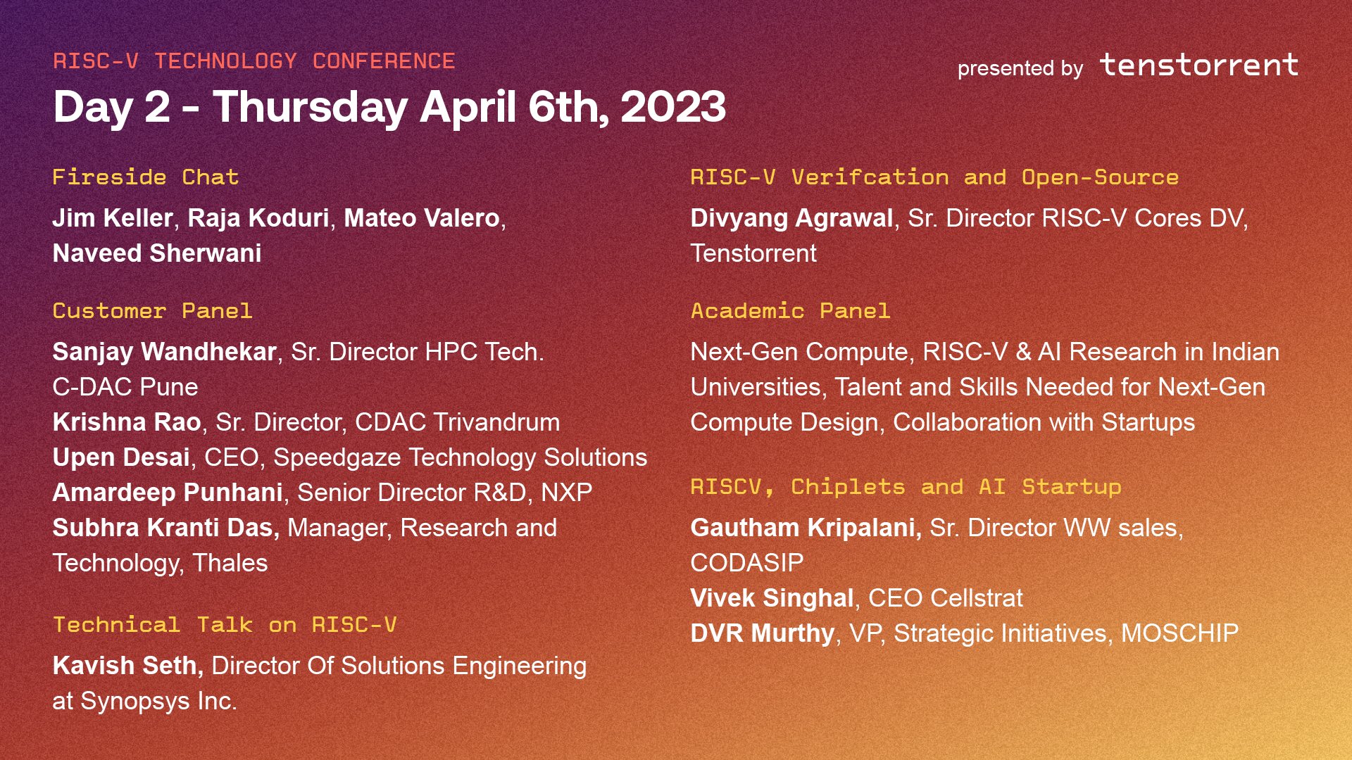 Tenstorrent Announces Day 2 Lineup RISC-V Technology Conference