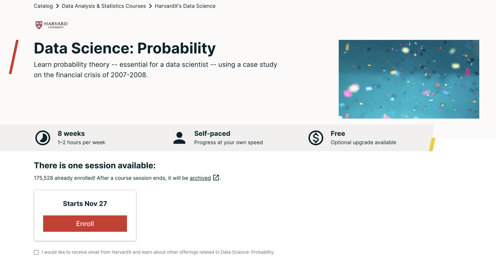 Free Harvard Course on Probability for Machine Learning