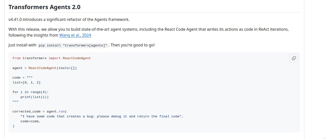 New ReactCodeAgents Available via Transformers Agents Package