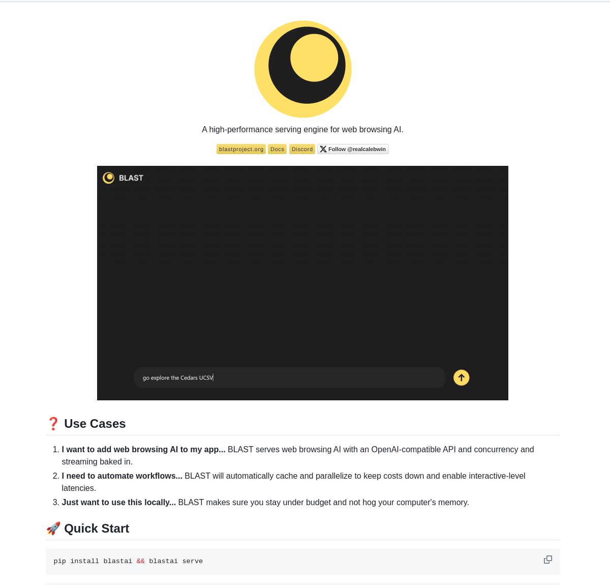 BLAST: High-Performance AI Web Browser Engine with OpenAI-Compatible Interface
