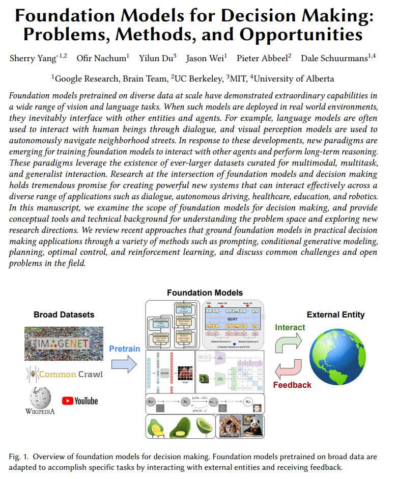 Foundation Models for Decision Making: Tools and Methods