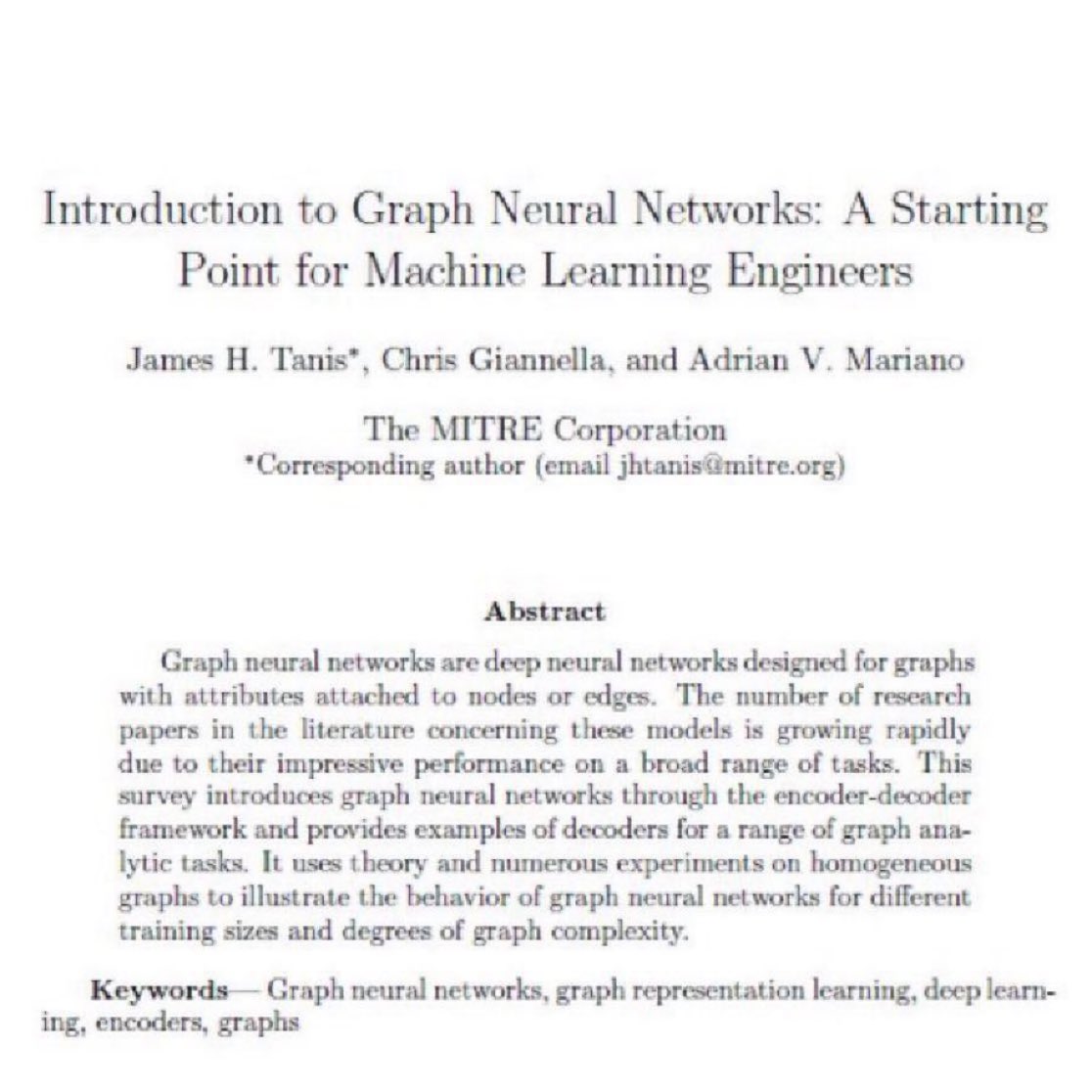 Introduction to Graph Neural Networks Research Paper