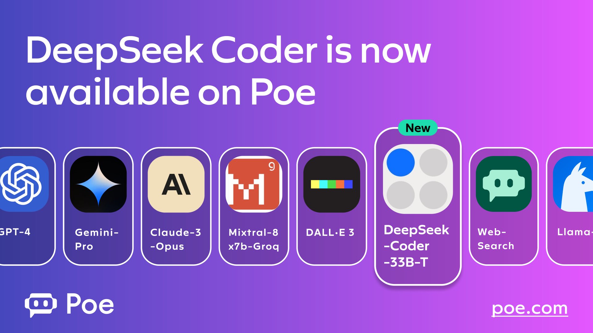 DeepSeek-Coder 33B Now Available on Poe Platform