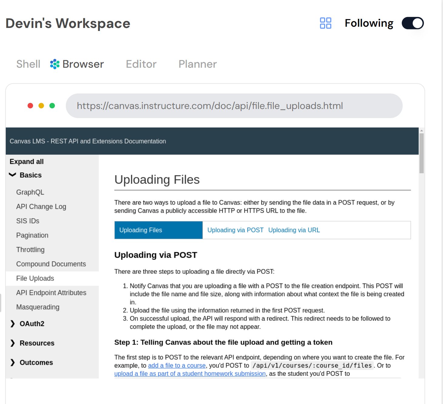 Canvas AI Documentation Lookup Feature Implemented