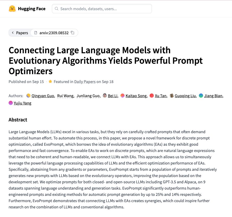 Evolutionary Algorithms Optimize Large Language Model Prompts