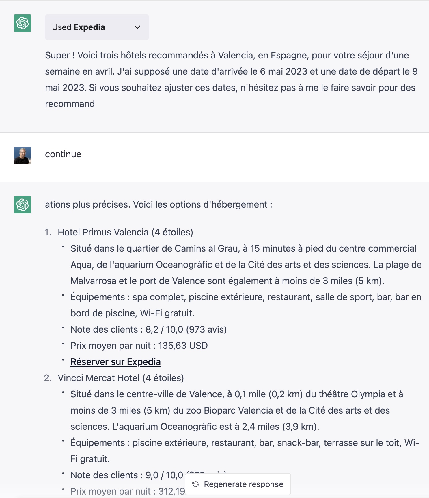 ChatGPT Plugin Issue: Hotel List Display Problem