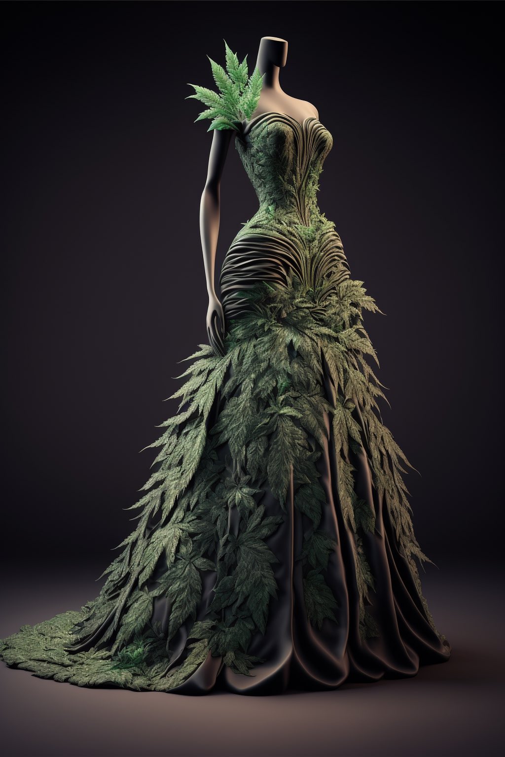 Cannabis-Inspired Couture Gown Created with Midjourney AI