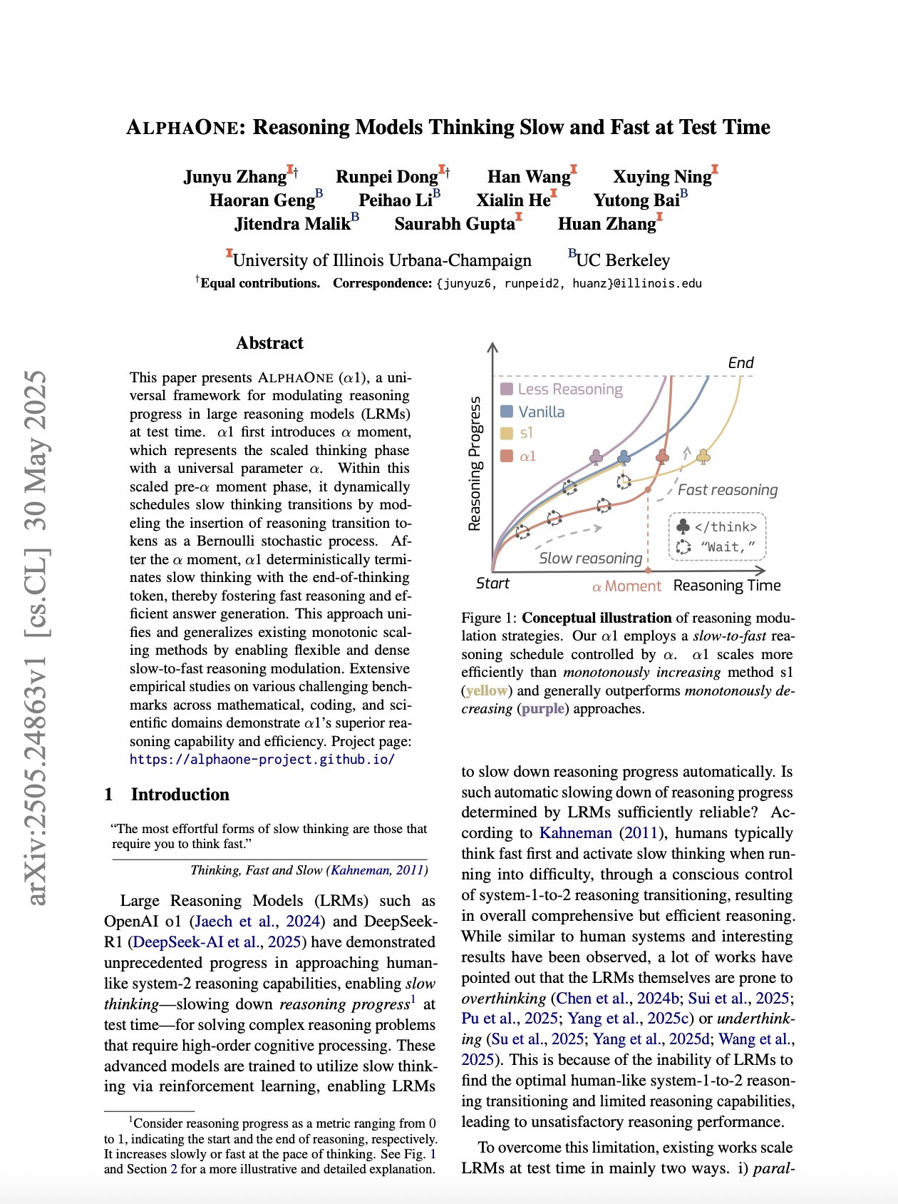 AlphaOne: Reasoning Models with Slow and Fast Thinking