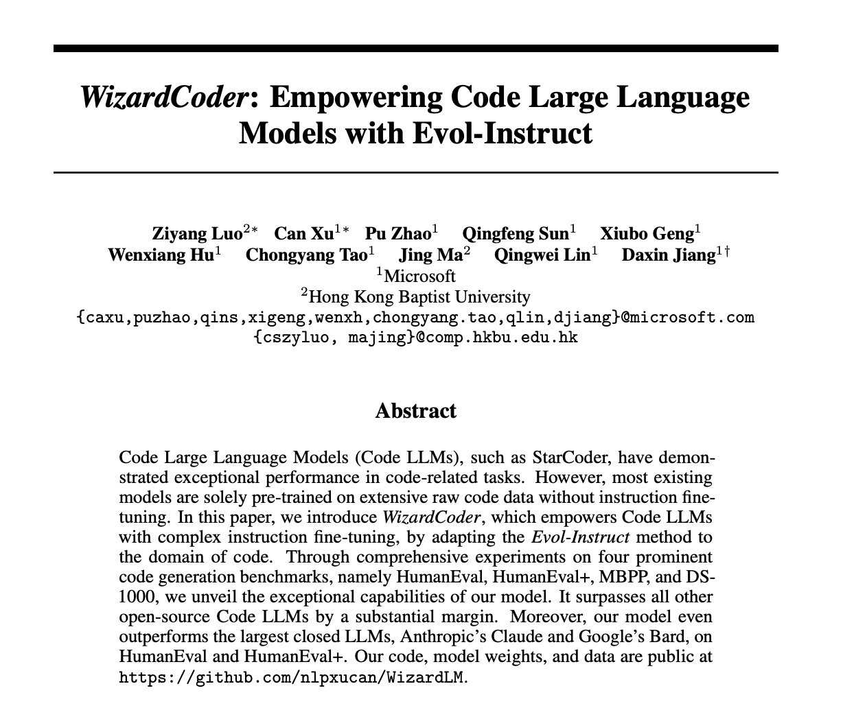 WizardCoder: Enhancing Code LLMs with Evol-Instruct