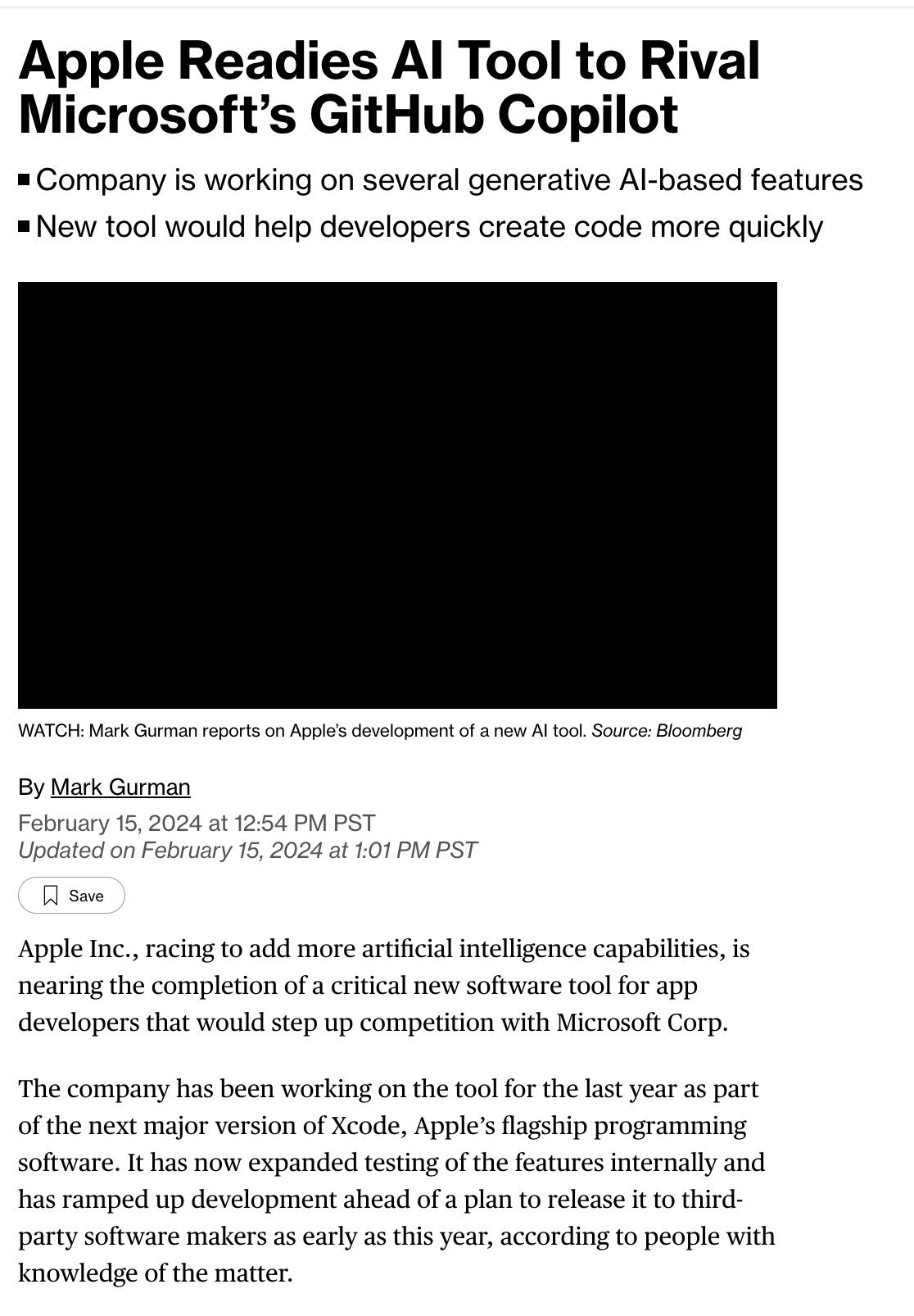 Apple Builds AI Coding Tool for Xcode to Rival GitHub Copilot