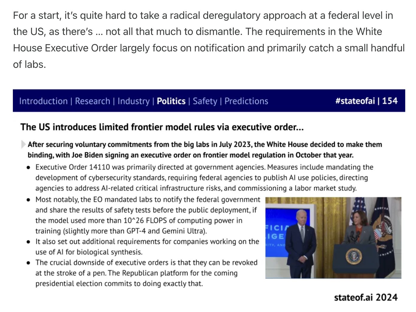 White House Executive Order on AI Assessment and Scope