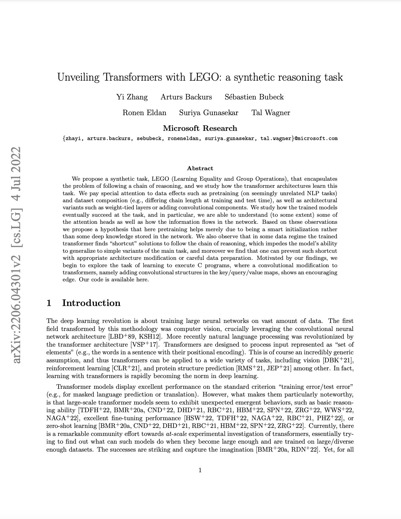 Transformers with LEGO: Synthetic Reasoning Task Analysis