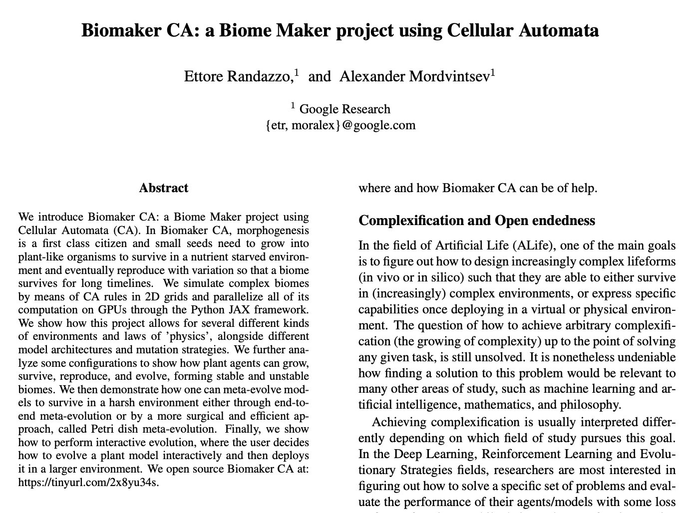 Biomaker CA: Growing Plant-Like Forms with Cellular Automata