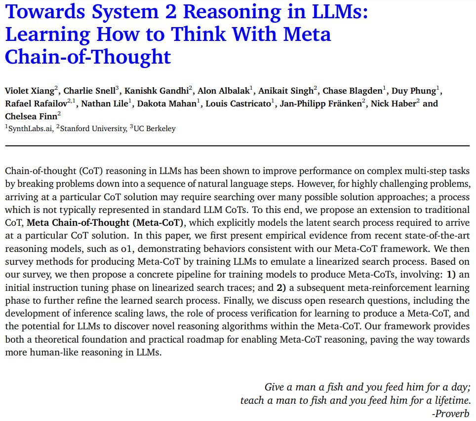 Meta Chain-of-Thought Extends AI System 2 Reasoning Capabilities
