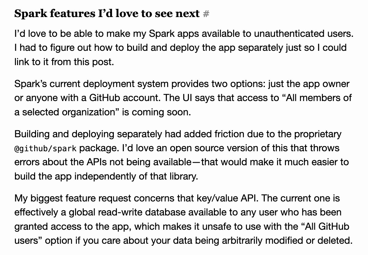 Feature requests for future iterations of Spark