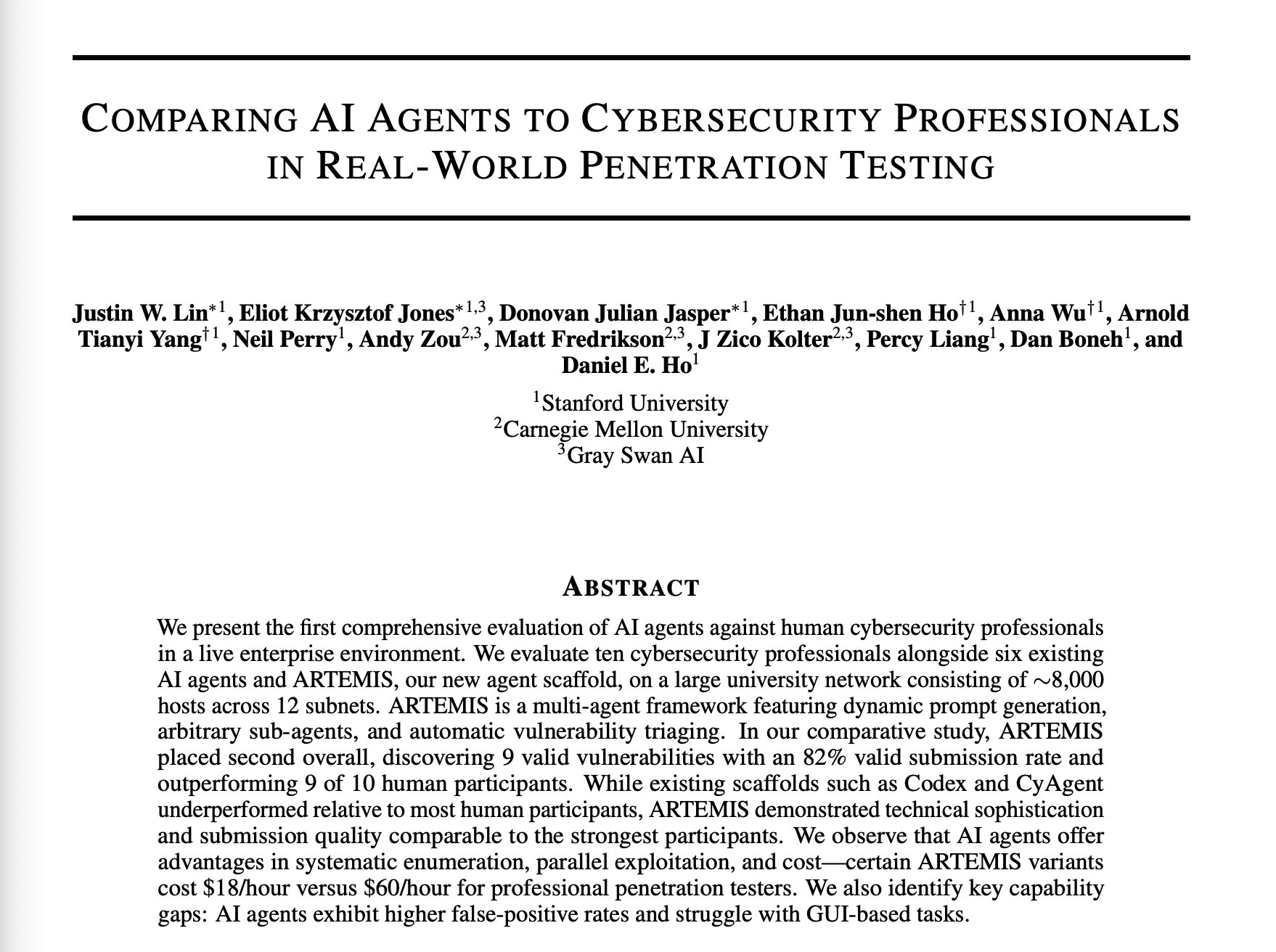 Stanford AI Agents Tested Against Human Cybersecurity Professionals