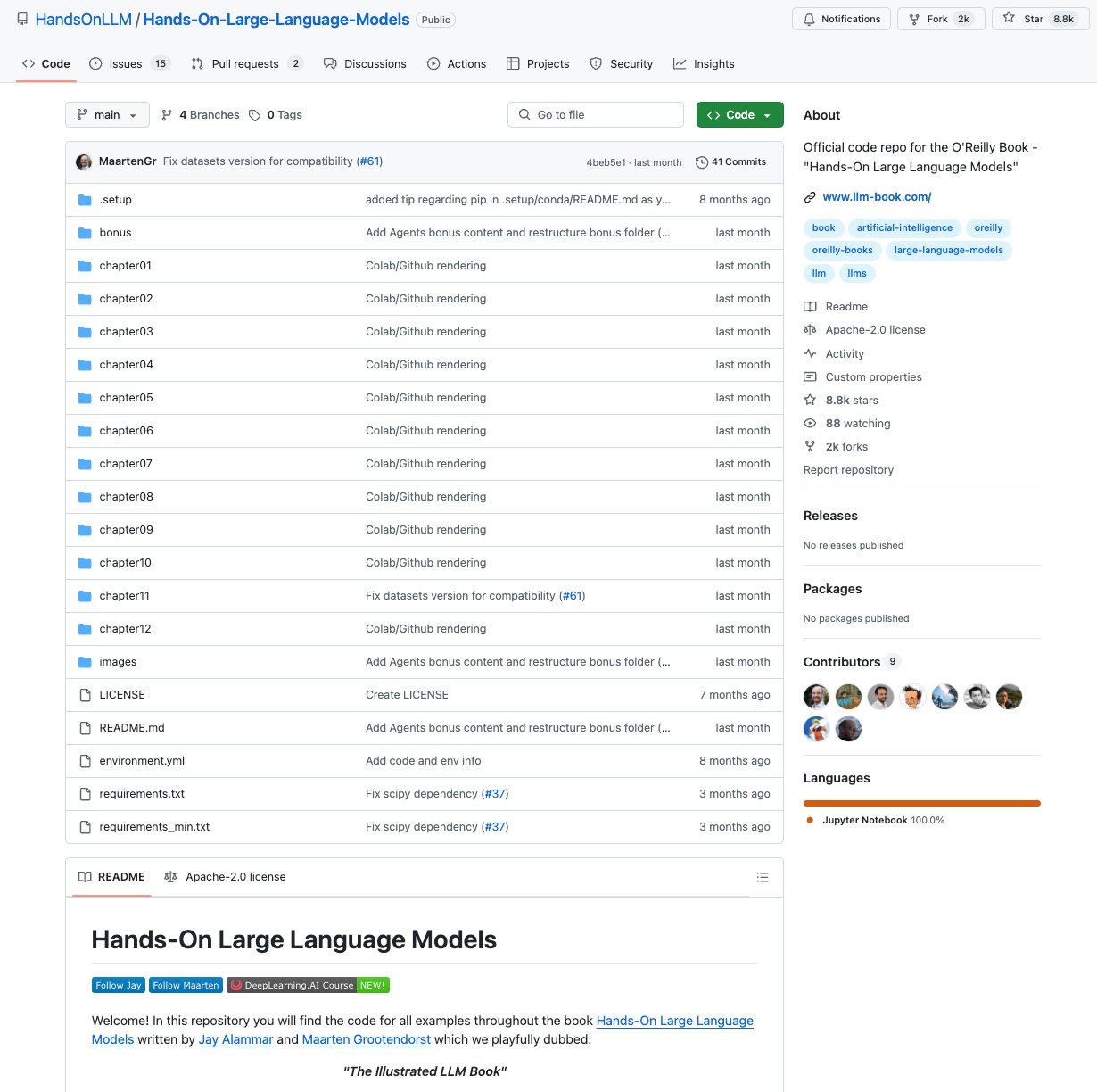 Hands-On Large Language Models GitHub Repository