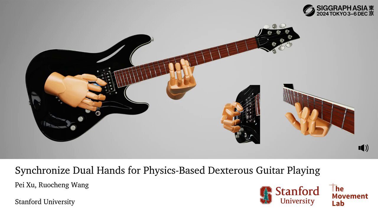 Synchronizing Dual Hands for Physics-Based Dexterous Guitar Playing
