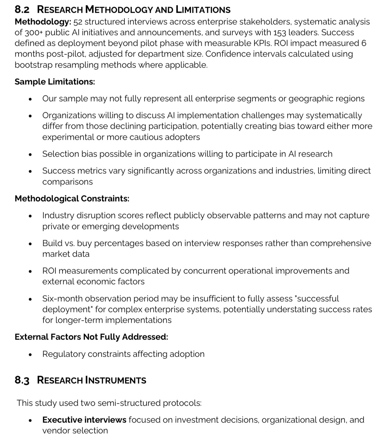 Questioning AI Business Report Methodology and Generalizability