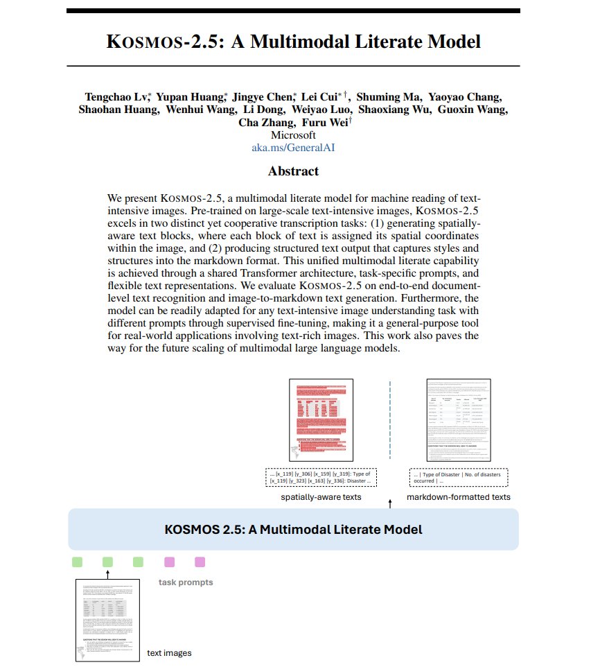 KOSMOS-2.5: Multimodal AI for Document Text Generation