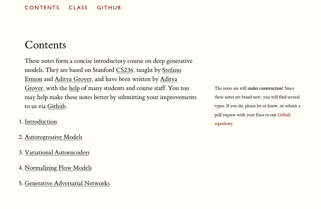 Deep Generative Models Stanford CS236 Course Notes