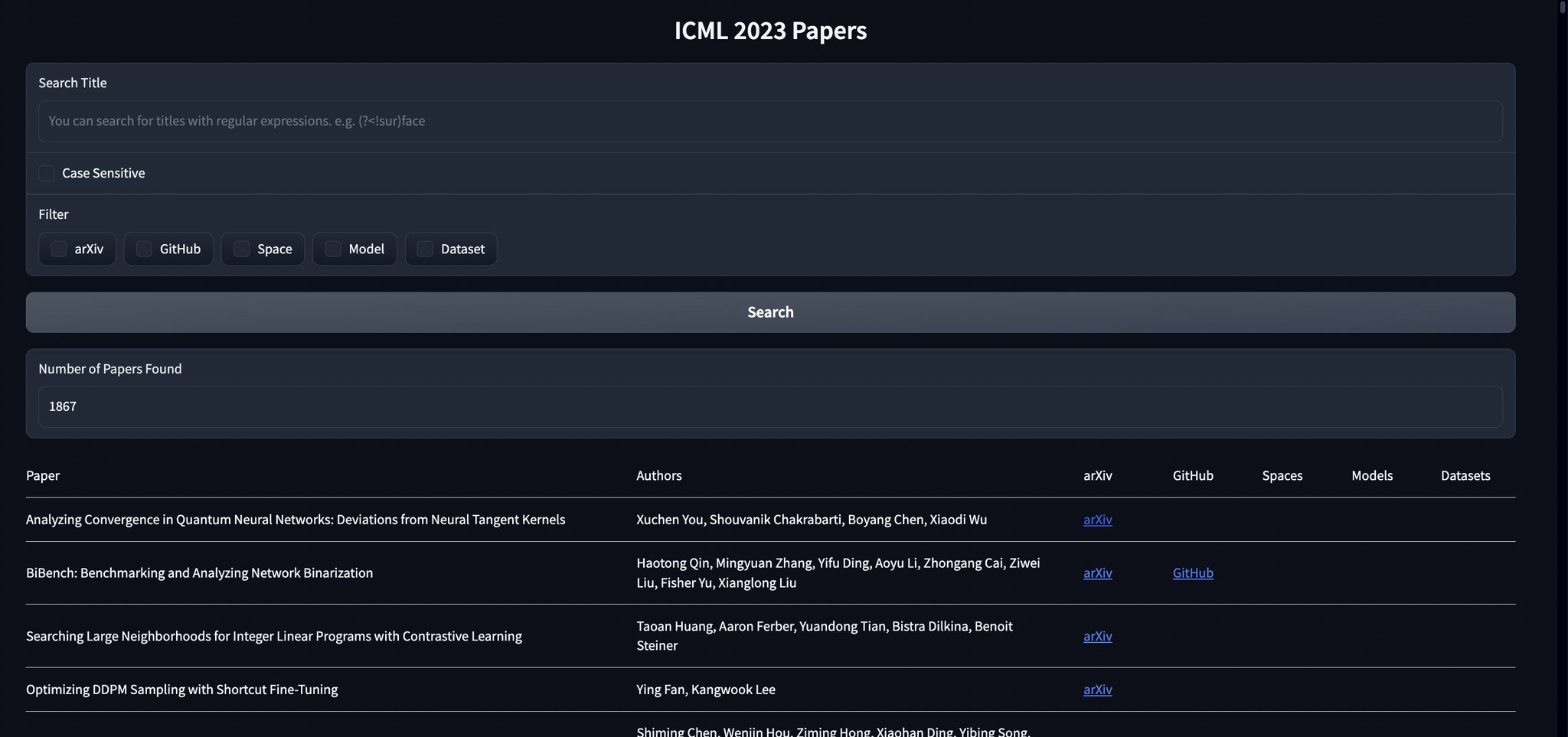 ICML 2023 Papers and GitHub Repos Demo by Gradio