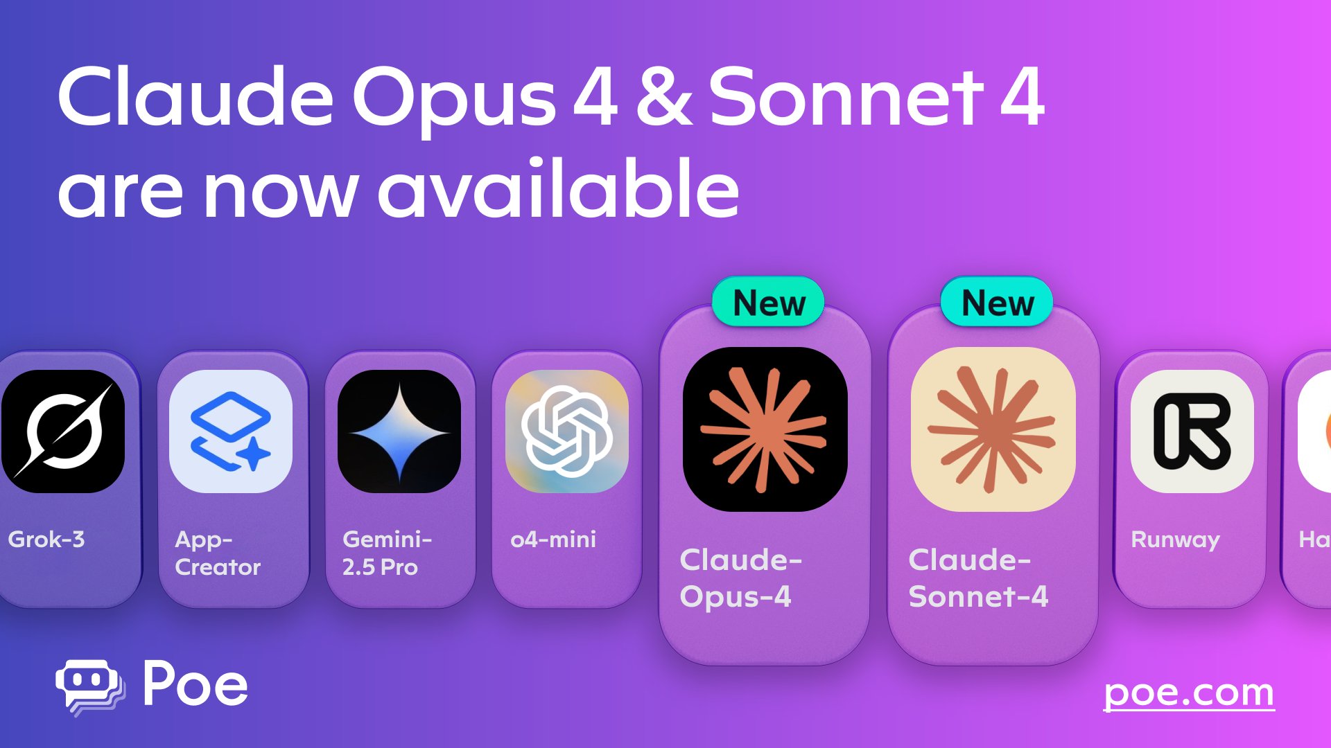 Claude Opus 4 and Sonnet 4 Now Available on Poe