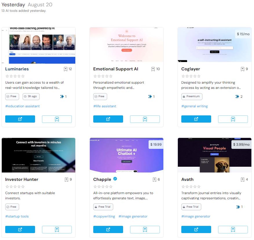 Top AI tools added yesterday on Futurepedia