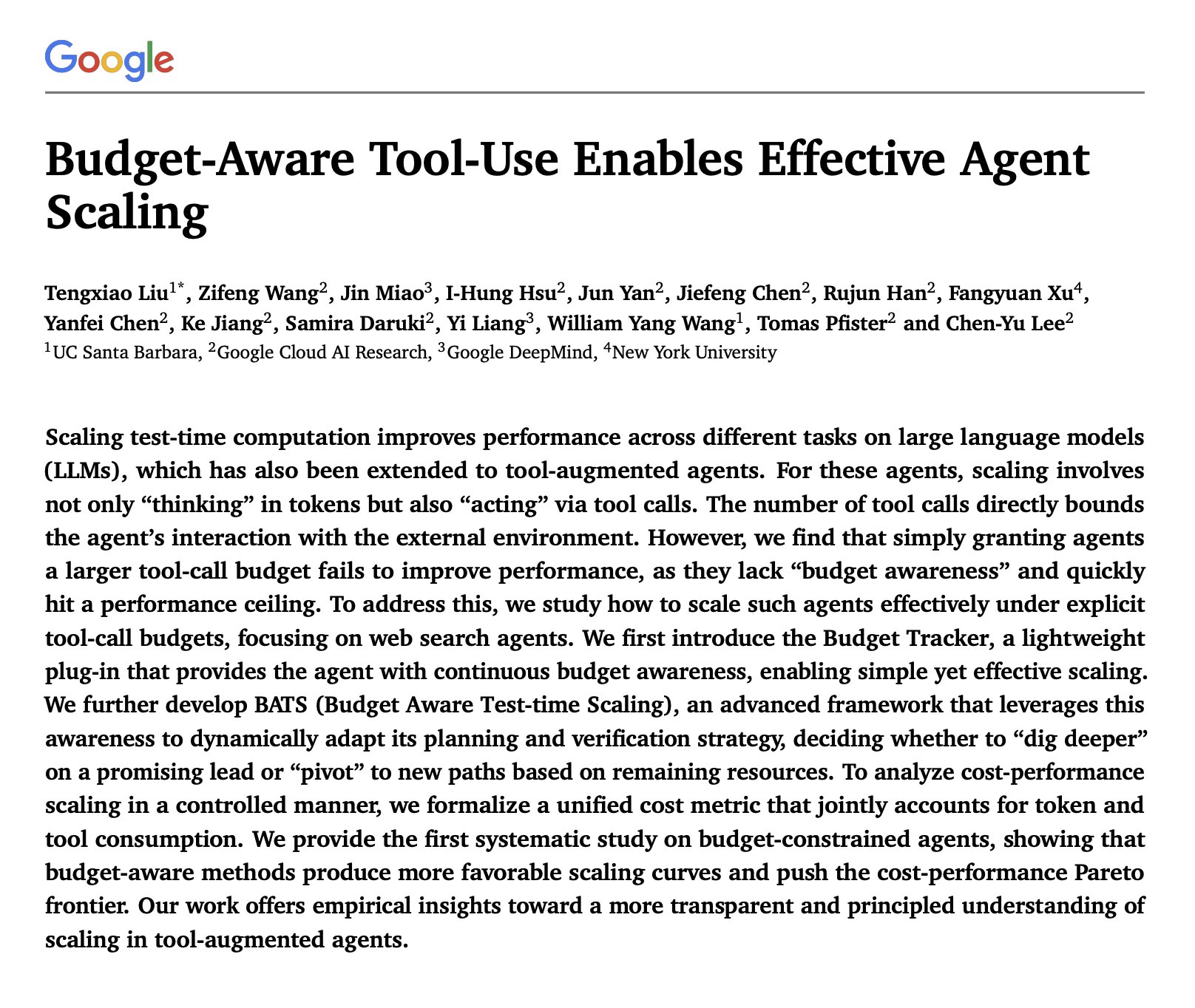 Budget-Aware Test-time Scaling Improves AI Agent Performance