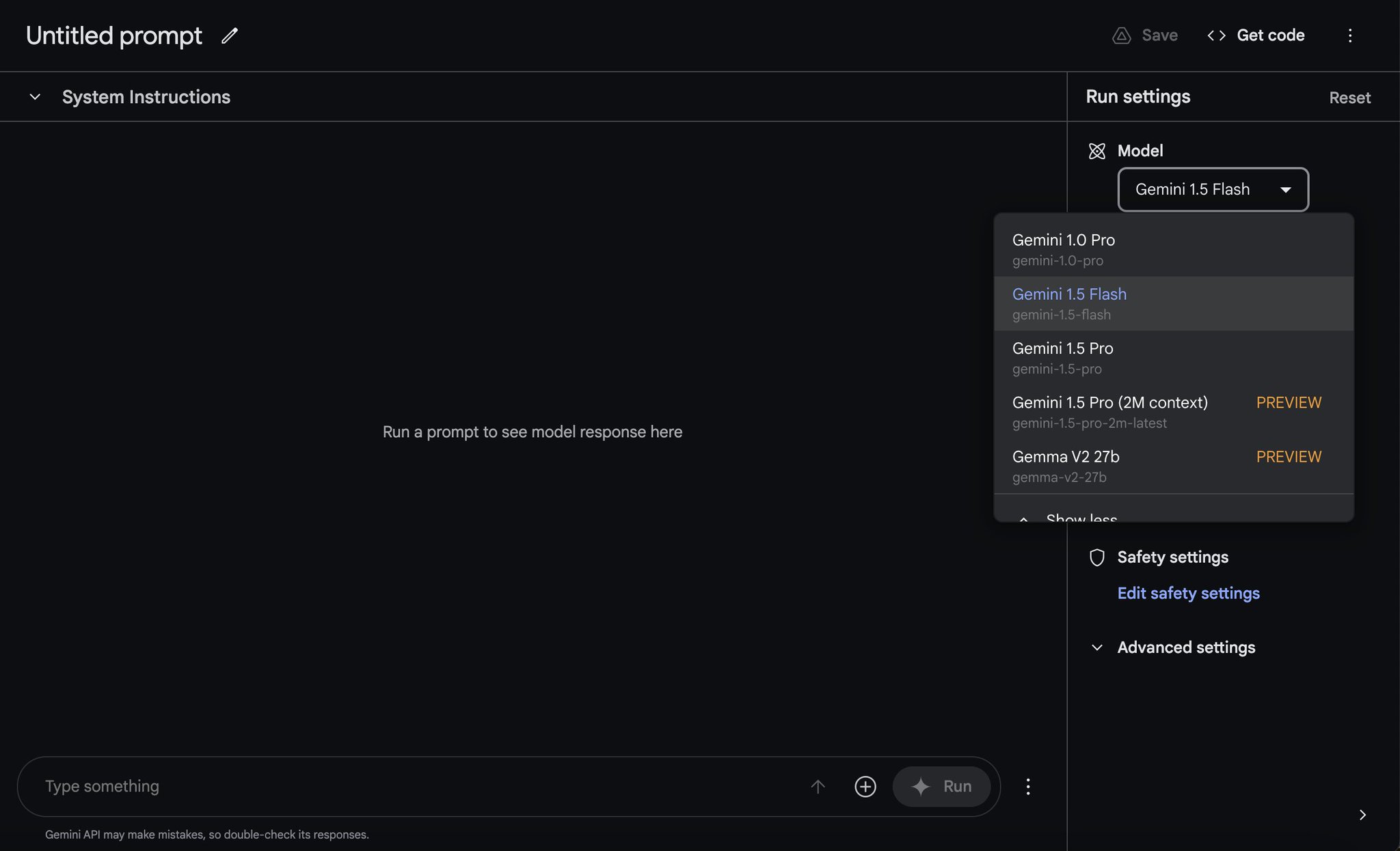 Gemma 2 27B now available on Google AI Studio
