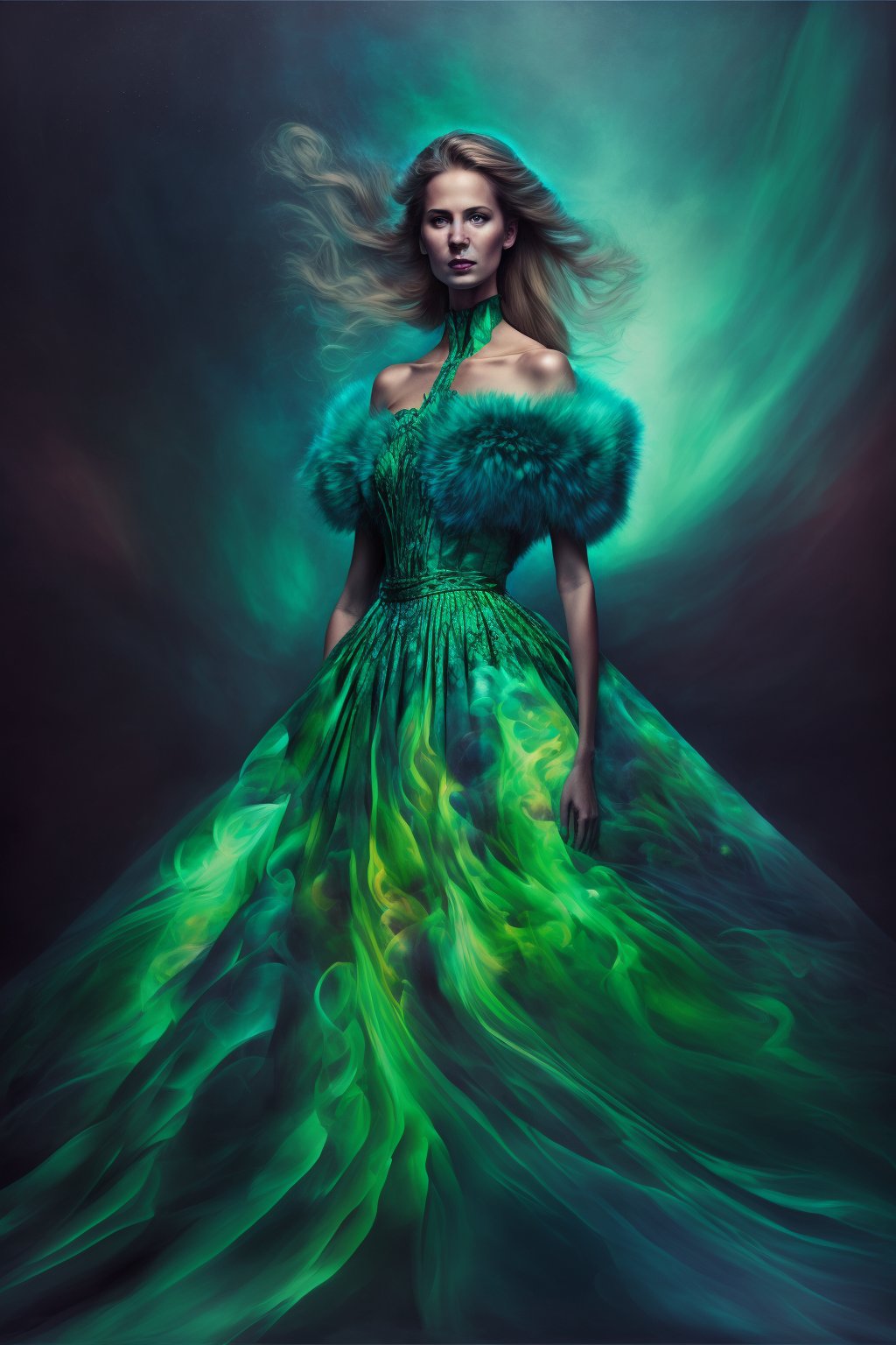 Midjourney Fashion Design: Aurora Borealis Dress Inspiration