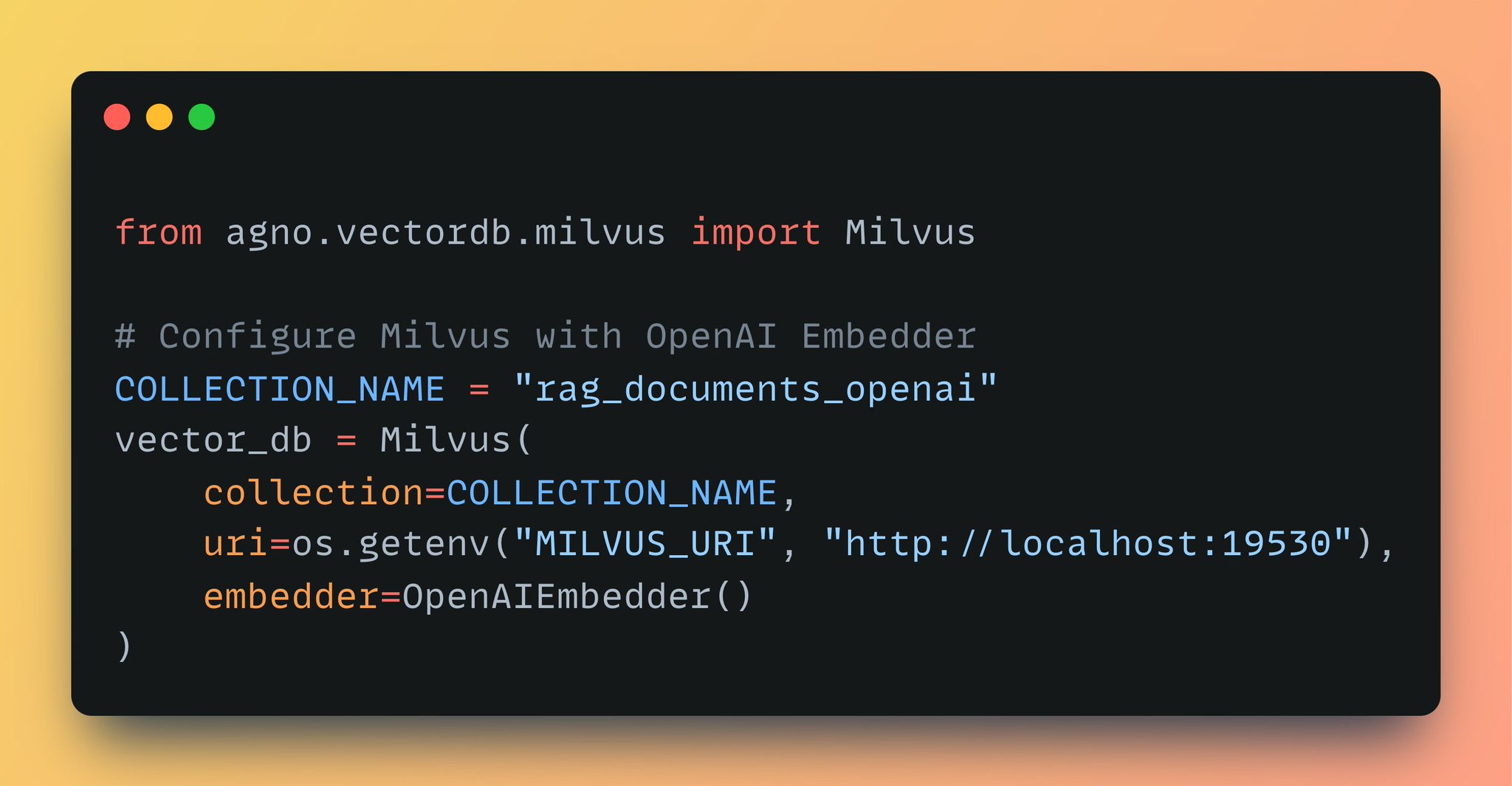 Setup Milvus VectorDB for RAG Agent Semantic Search