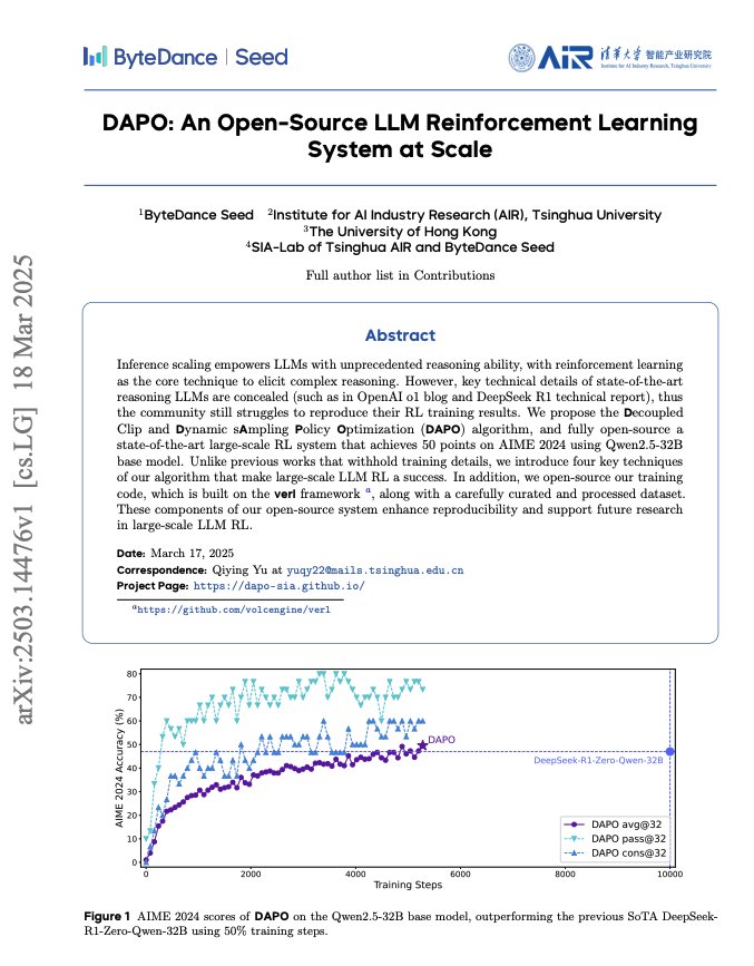 DAPO: Open-Source RL System Enhances LLM Chain-of-Thought