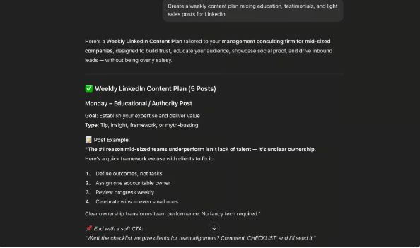 Plan weekly LinkedIn content in minutes with batching