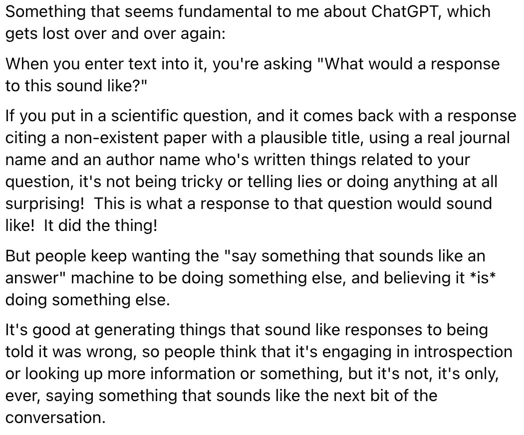 ChatGPT predicts responses rather than answering questions