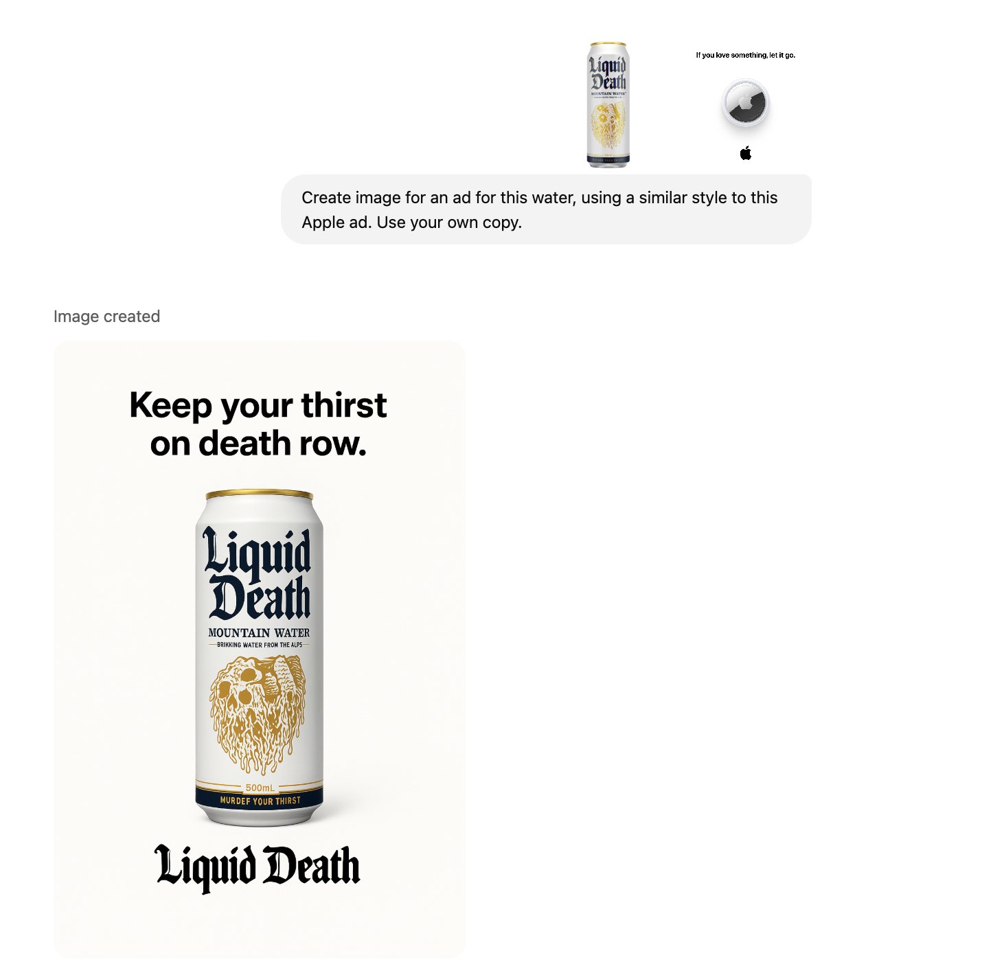AI Generates Apple-Style Water Brand Advertisement