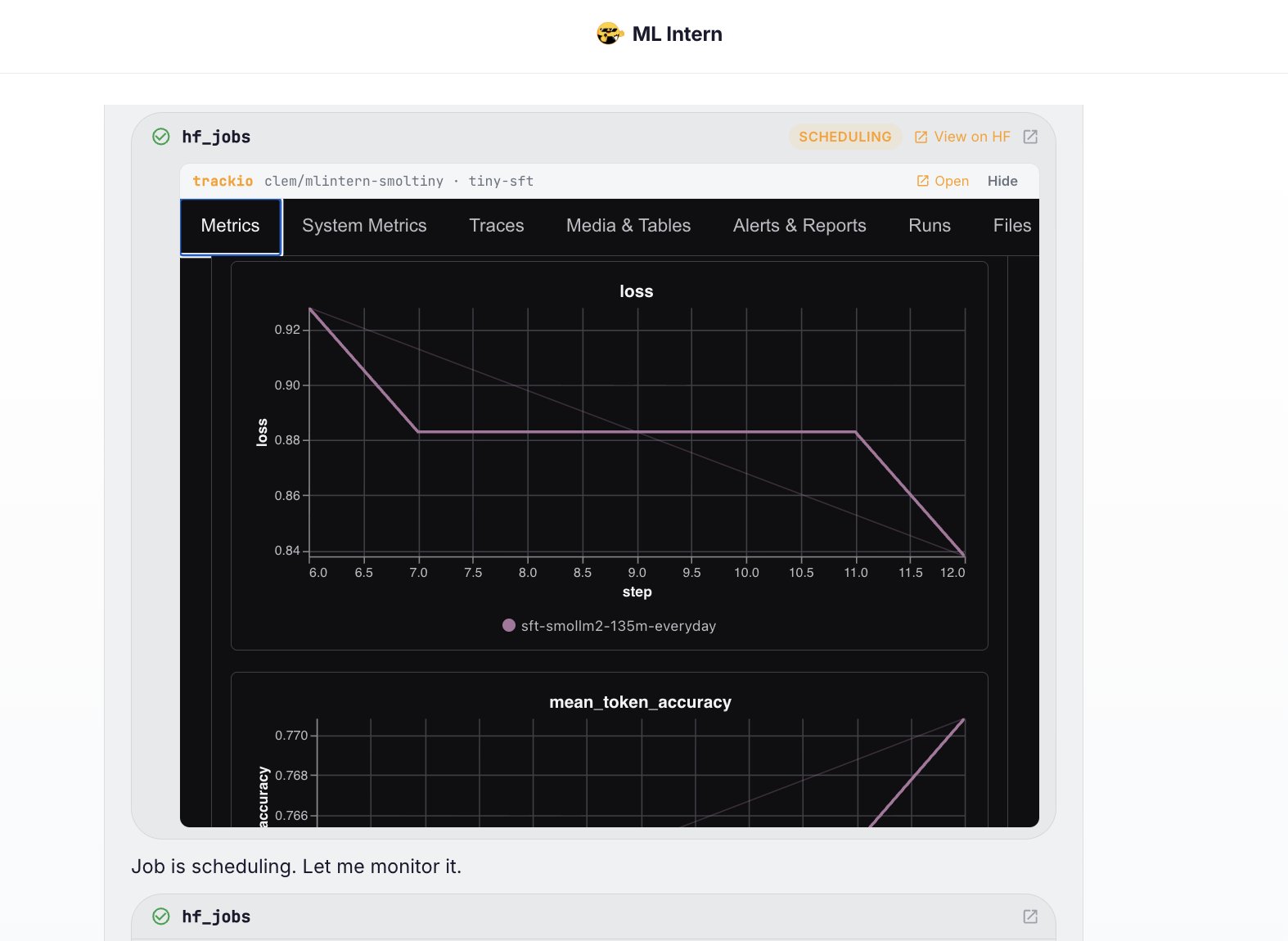 ML Intern Gets Real-Time Training Monitoring with Native Metrics