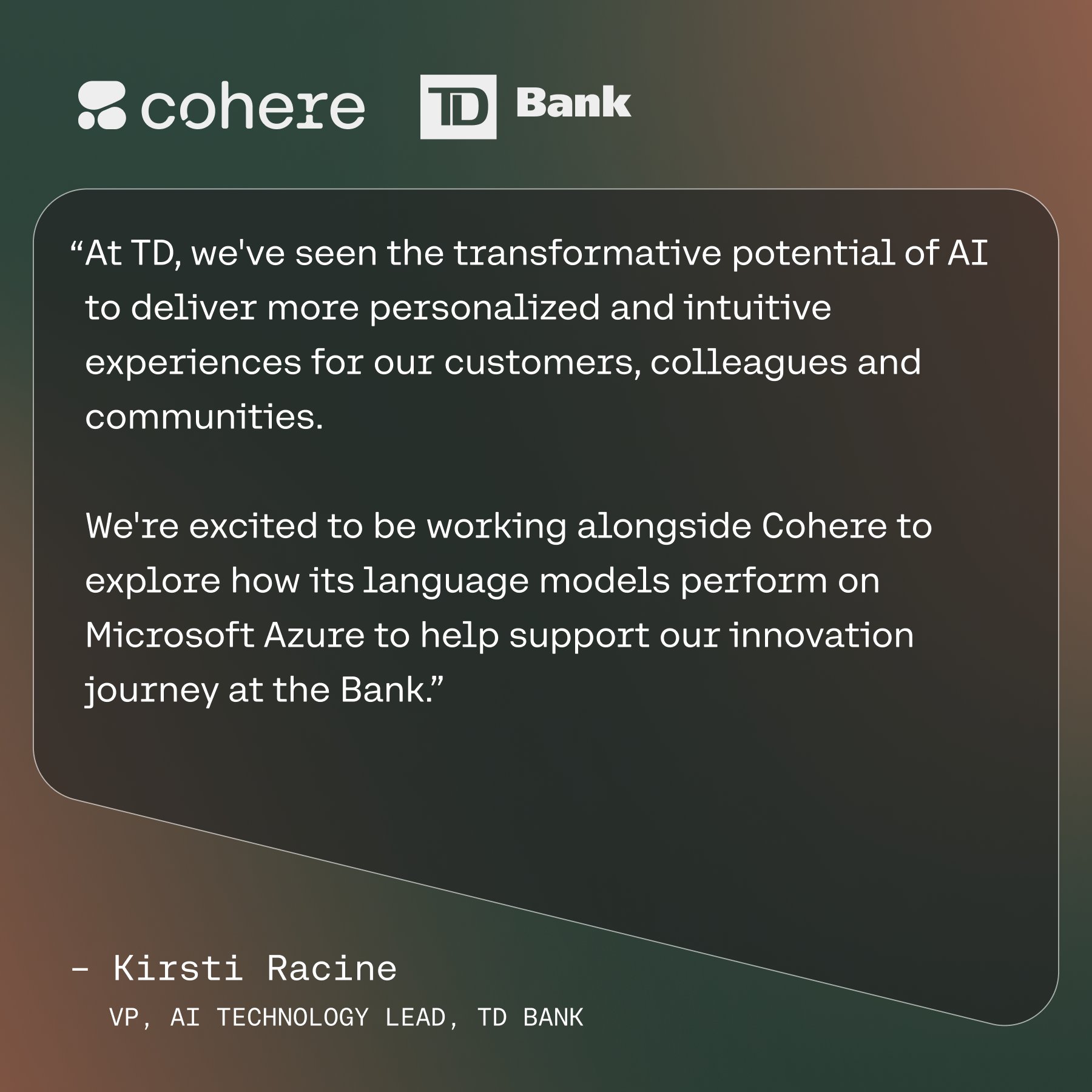 TD Bank Partners with Cohere to Explore Advanced Language Models