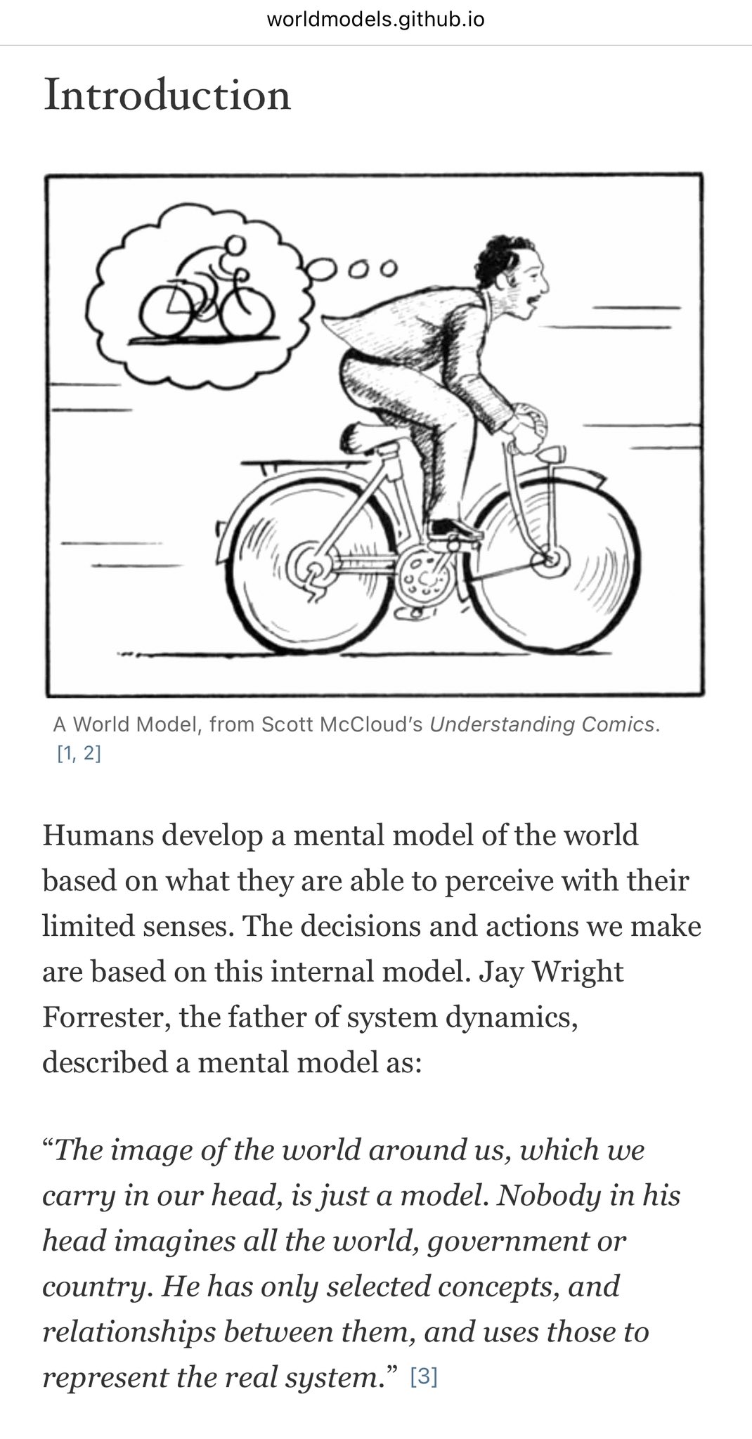 Scott McCloud illustration referenced in world models research paper