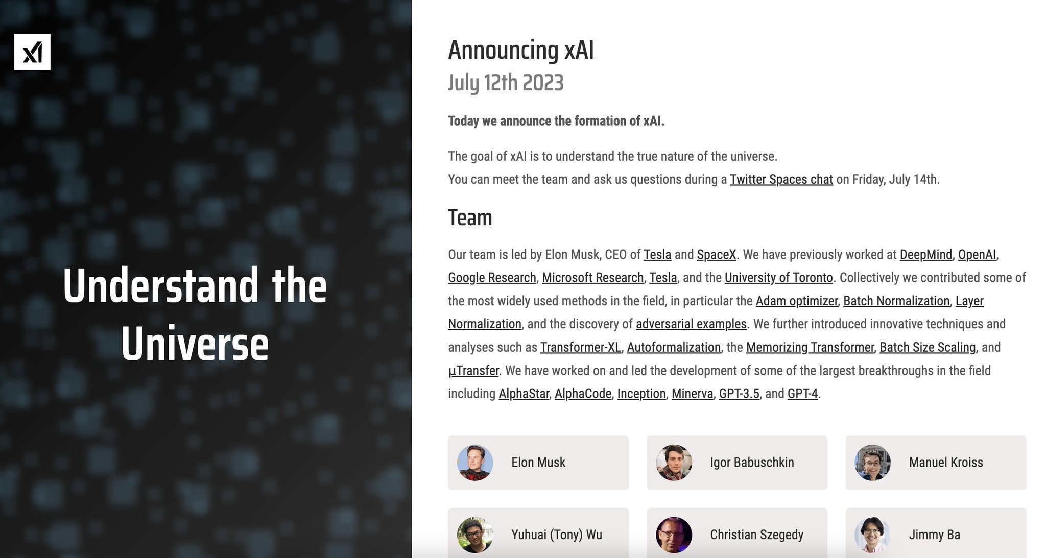 Elon Musk Announces Formation of xAI Company